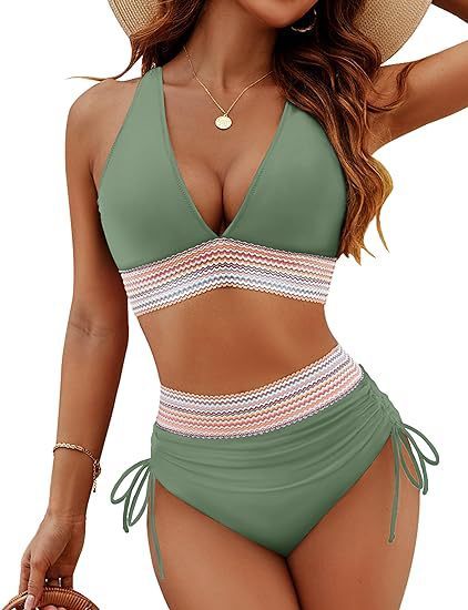 Modischer Damen-Bikini mit hohem Bund und Schlitz