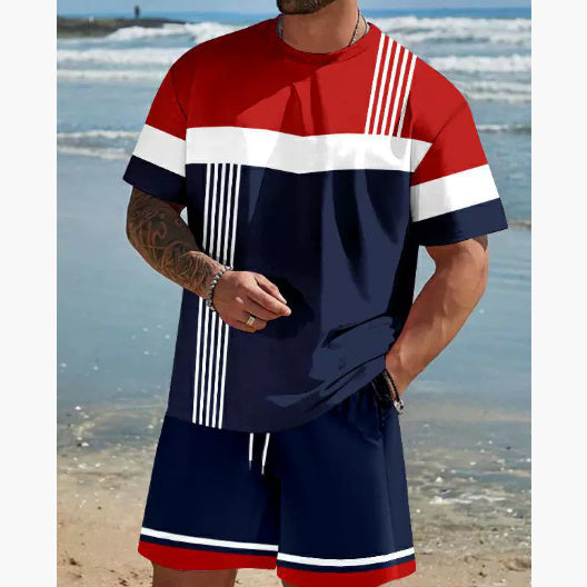 Locker geschnittenes Sommer-Freizeitset aus Polyester – T-Shirt & Shorts