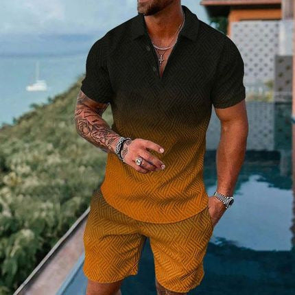 Herren Sommer-Set – Zipper-Polo & Shorts