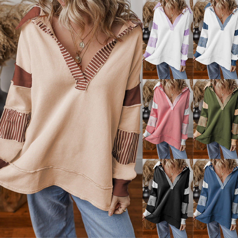 Pullover-Sweatshirt mit Streifenmuster in passenden Farben, langen Ärmeln und lockerer Passform