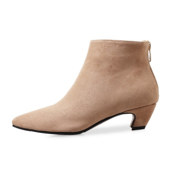 Damen-Ankle-Boots mit mittelhohem Absatz und spitzer Zehenpartie in großen Größen