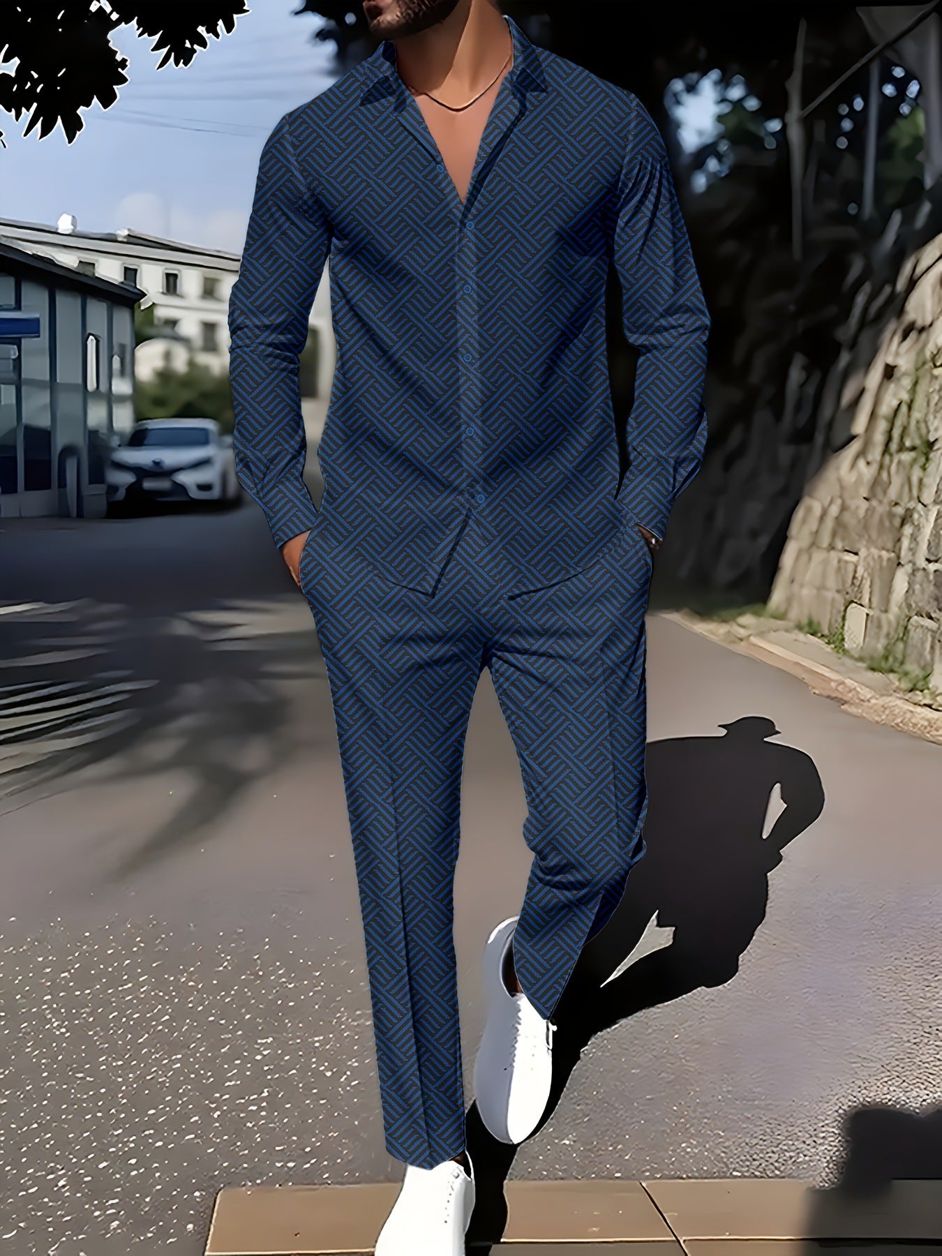 Herren Zweiteiler – Leichter Casual-Anzug mit feinem Karomuster