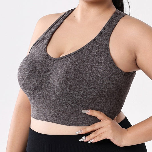 Braunes Trägertop mit festen Trägern aus Nylon in Plusgrößen