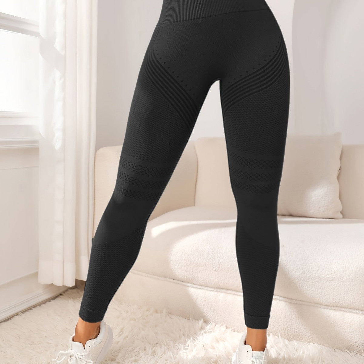 Nahtlose Shaping-Leggings mit hoher Stützkraft, Schwarz/Grau/Pfauengrün, S–L