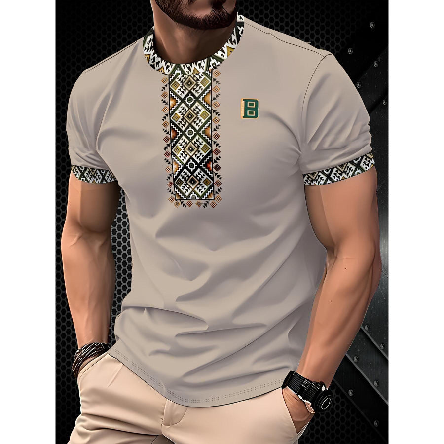 Herren Kurzarm-T-Shirt Business Casual Serie Digitaler 3D-Druck