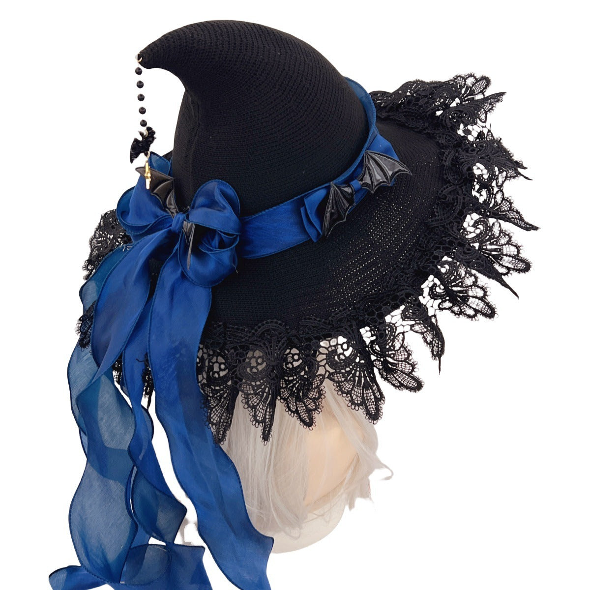 Handgefertigter dunkler Teufel Gothic Lolita Spitzenhexenhut