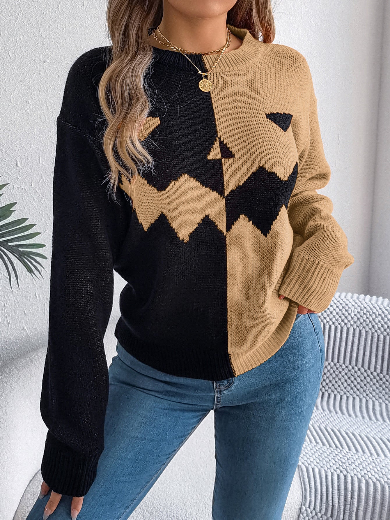 Stylischer Halloween-Knit – Langarm & modisch