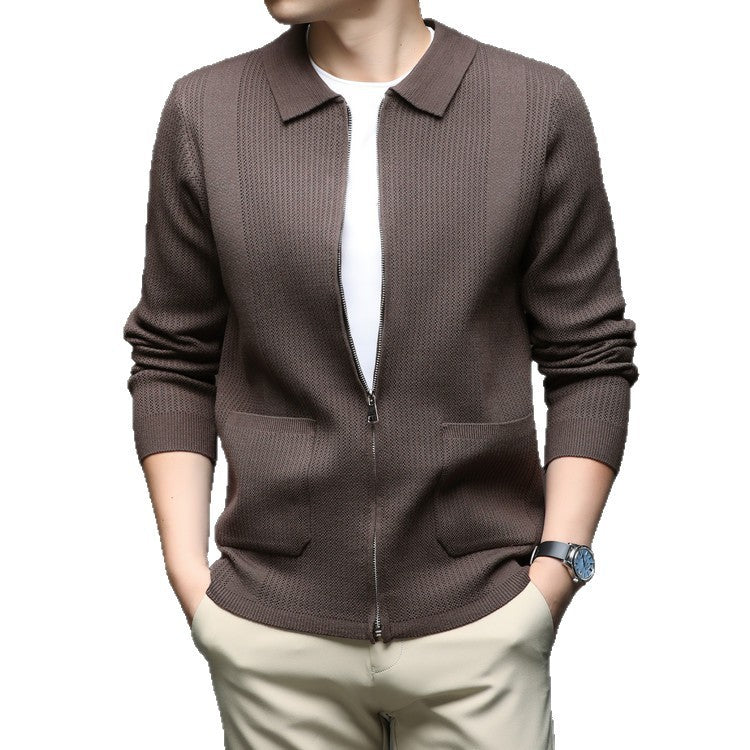 Herren Strick-Cardigan – Zipperjacke im Shirt-Stil