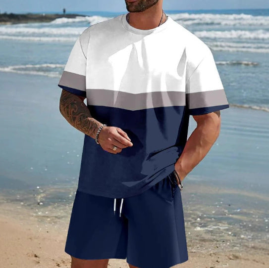 Locker geschnittenes Sommer-Freizeitset aus Polyester – T-Shirt & Shorts