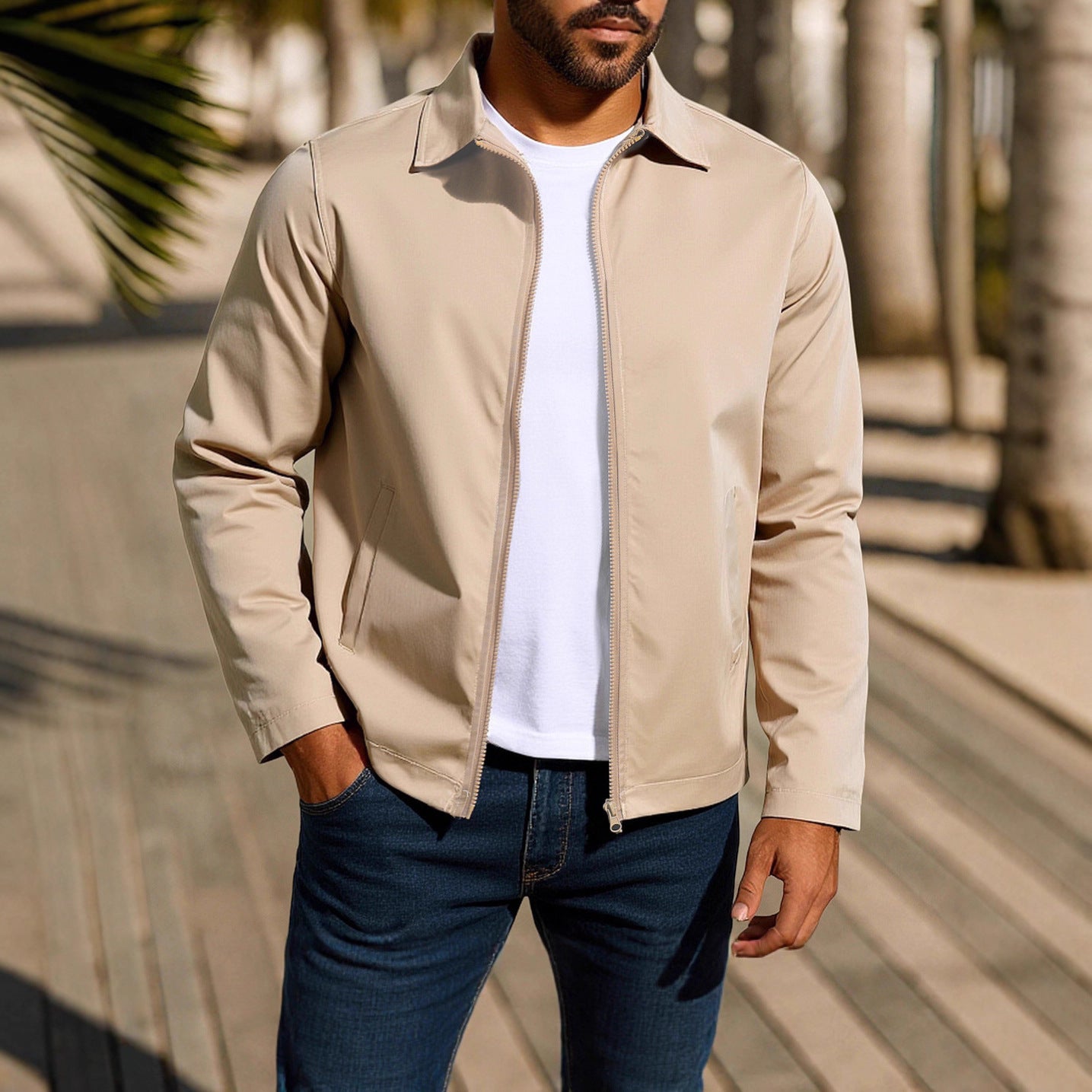 Herren Cardigan-Jacke aus Polyester – Leichte Freizeitjacke, S–XXXL